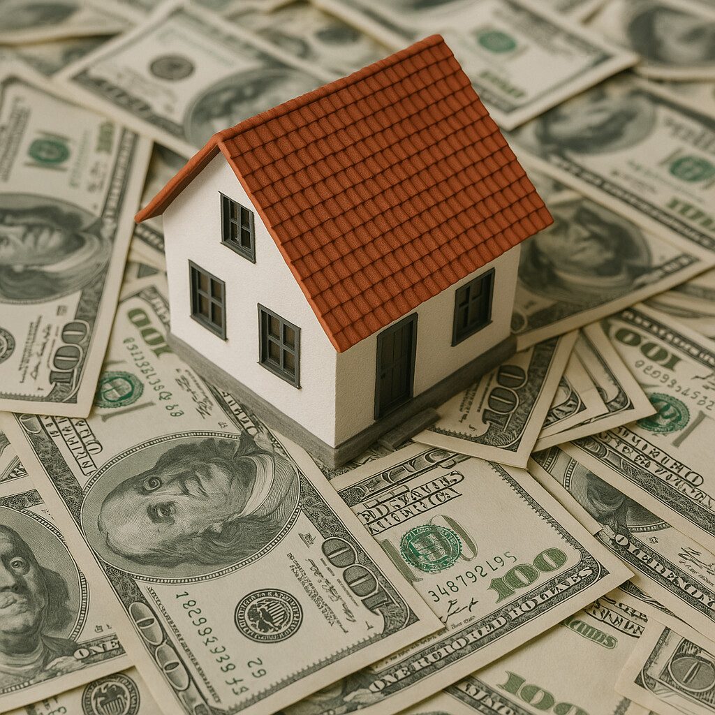 A house with bills around it